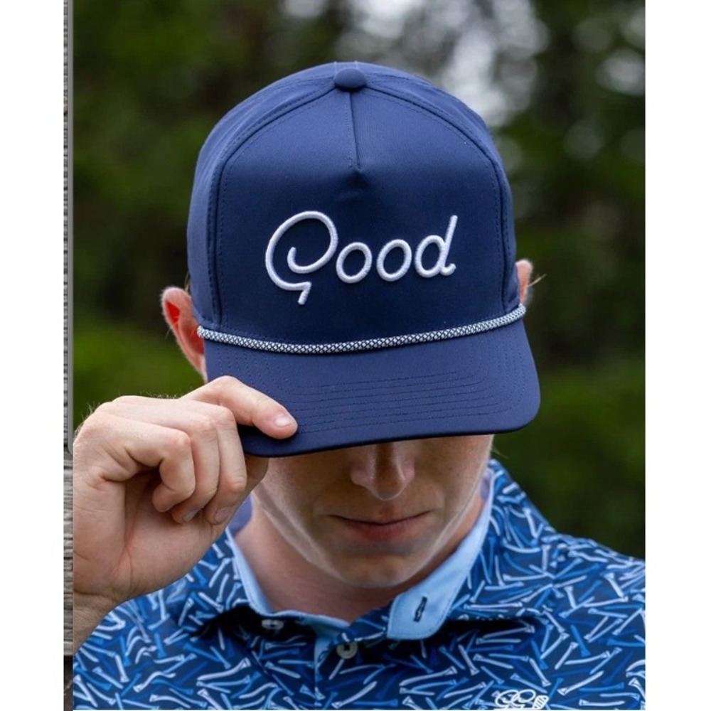 Good Good Golf Hat Mens OSFA Navy Blue Gold The Players Rope Snapback Cap